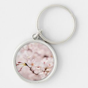 Weißer Kirschblüte Bokeh Schlüsselanhänger