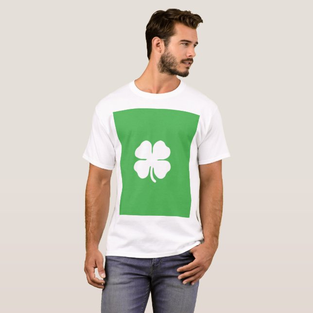Weißer Kleeblatt Männerleder - T - Shirt (Vorne ganz)