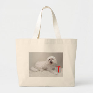 Weißer Kleiner Hund (Maltese) Rettung Jumbo Stoffbeutel
