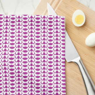 Weißer Knochenknochen-Muster Pink Geschirrtuch