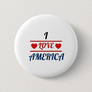 Weißer Knopf - Ich liebe Amerika Button