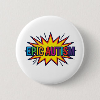 Weißer Knopf mit epischer Autismus-Sternenexplosio Button