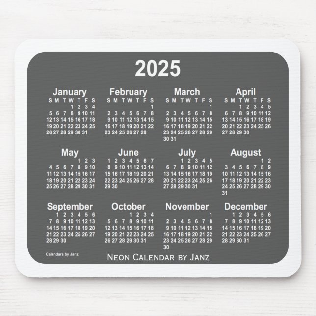 Weißer Kohlekalender 2025 von Janz Mousepad (Vorne)