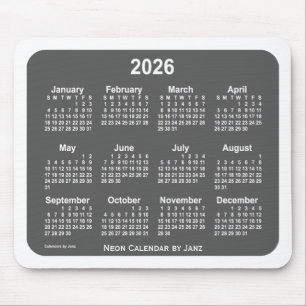 Weißer Kohlekalender 2026 von Janz Mousepad