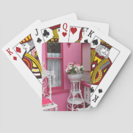 Weißer Korb auf Rosa - Martha's Vineyard Spielkarten