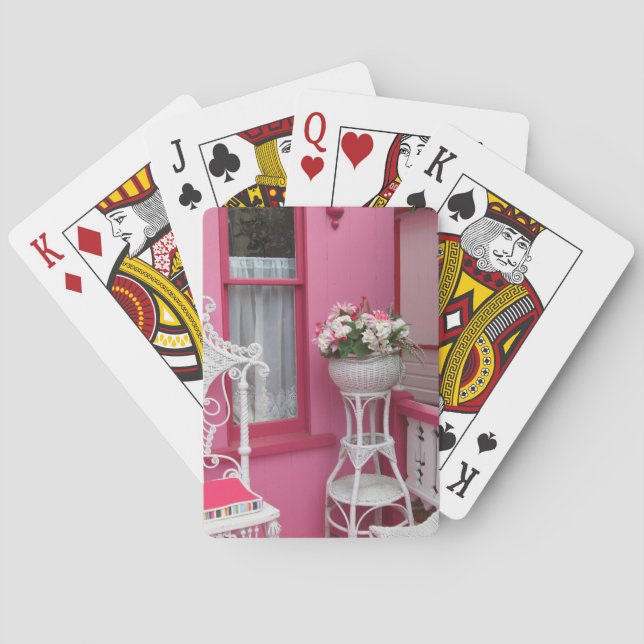 Weißer Korb auf Rosa - Martha's Vineyard Spielkarten (Rückseite)