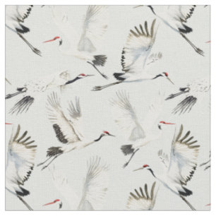 Weißer Kran großer Vogel Lounge Chinoiserie Orient Stoff