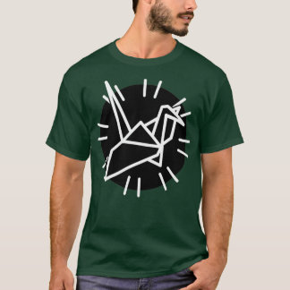Weißer Kran und Linien mit schwarzem Kreis T-Shirt