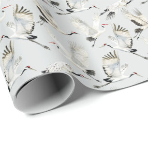 Weißer Kranich großer Vogel Lounge Chinoiserie Geschenkpapier