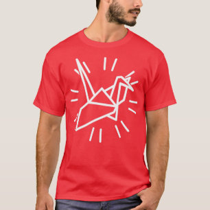 Weißer Kranich und -linien T-Shirt