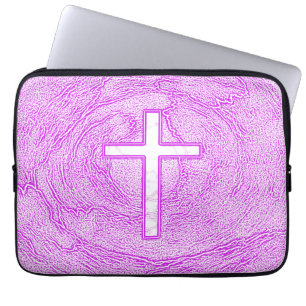 WEISSER KREUZ IN PINK LAPTOPSCHUTZHÜLLE