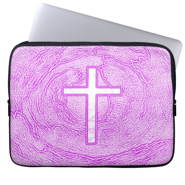 WEISSER KREUZ IN PINK LAPTOPSCHUTZHÜLLE (Vorderseite)