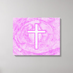 WEISSER KREUZ IN PINK LEINWANDDRUCK