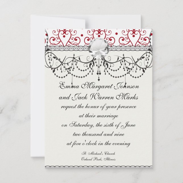 Weißer Kronleuchter Einladung (Vorderseite)