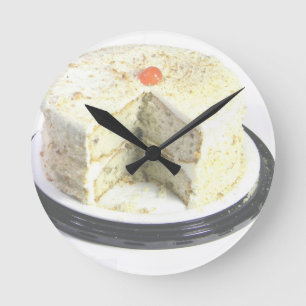 Weißer Kuchen Runde Wanduhr