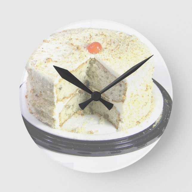Weißer Kuchen Runde Wanduhr (Vorderseite)