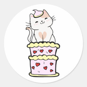 Weißer Kuchen springt aus einem Kuchen Runder Aufkleber
