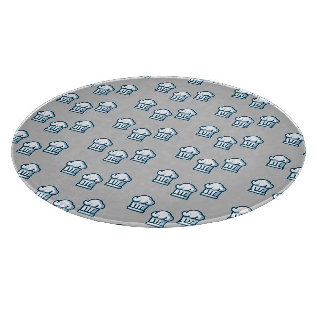 Weißer Küchenchef auf grau Schneidebrett (Ecke)