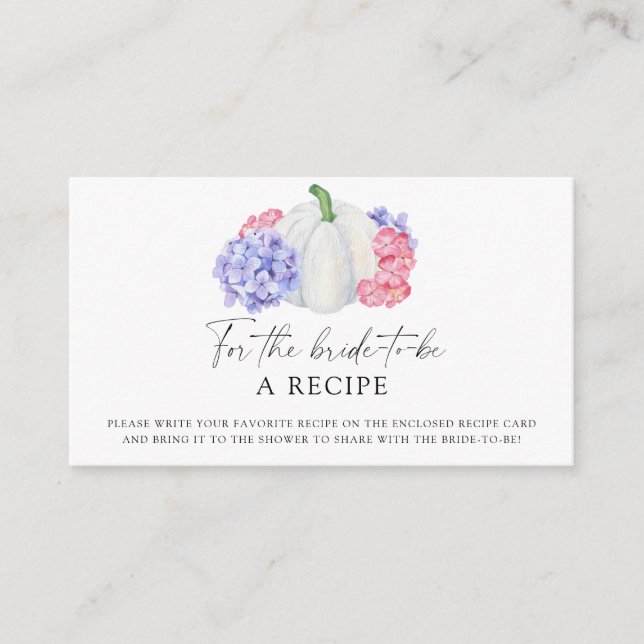 Weißer Kürbis - Rezept für die Braut Begleitkarte (Vorderseite)