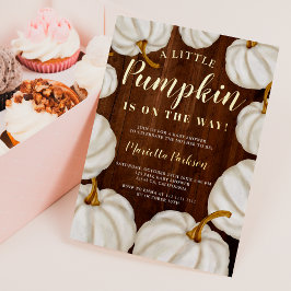 Weißer Kürbisholzfall Babydusche Folieneinladung