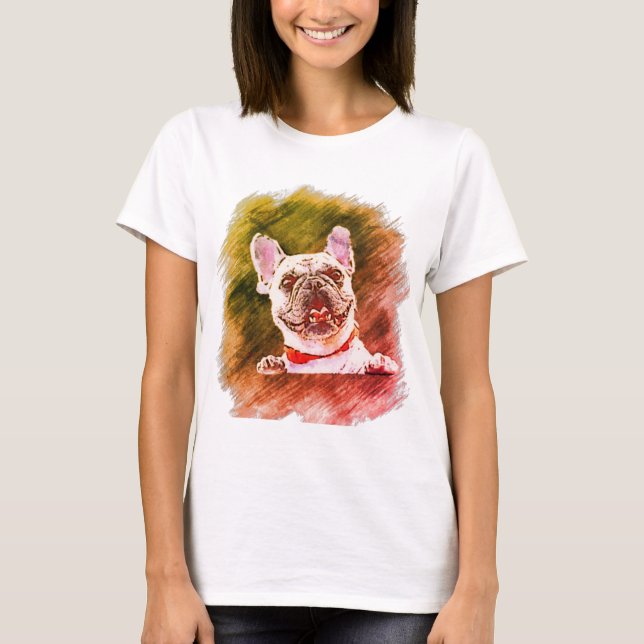 Weißer kurzer Hasenhund T-Shirt (Vorderseite)