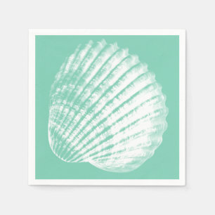 Weißer Küstenseashell u. Meergrün Serviette