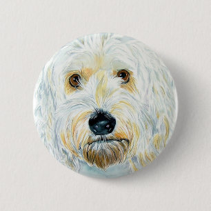 Weißer Labradoodle Maggie Knopf Button