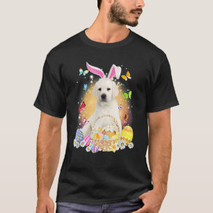 Weißer Labrador Hund mit Ostereier-Körbchen T-Shirt