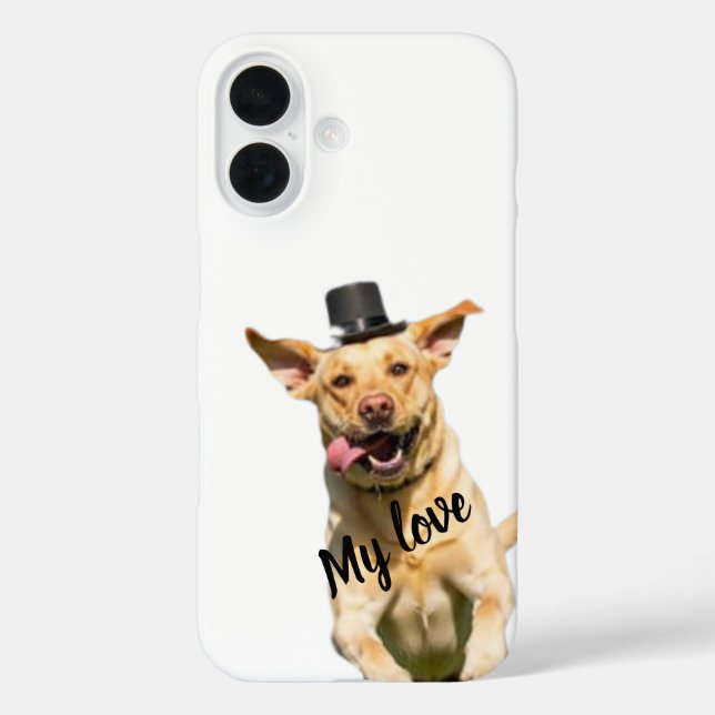 Weißer Labrador Retriever mit Zylinder iPhone 16 H Case-Mate iPhone Hülle (Rückseite)