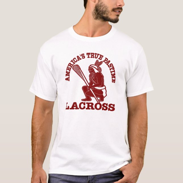 Weißer Lacross USA Zeitvertreib T-Shirt (Vorderseite)