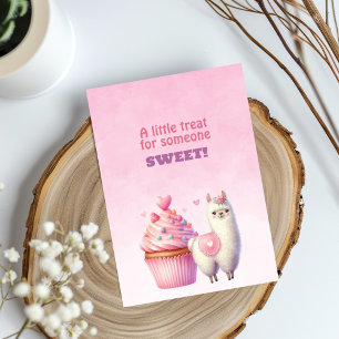 Weißer Lama Großer Rosa Cupcake Valentinstag Süß Feiertagskarte