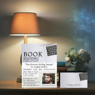 Weißer Laptop, Schriftsteller Buchsignierung Werbu Flyer