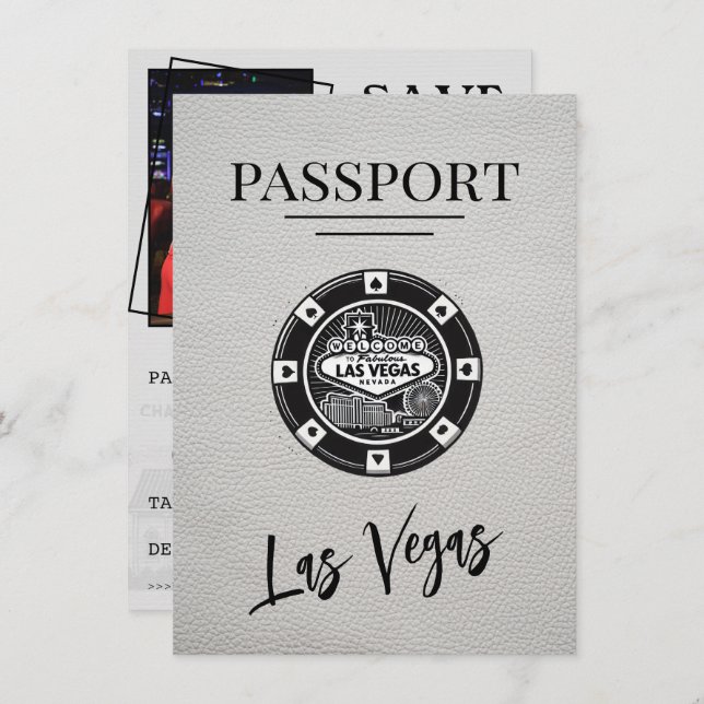 Weißer Las Vegas Pass Save the Date (Vorne/Hinten)