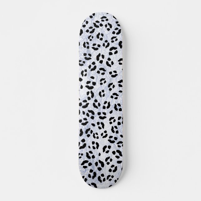 Weißer Leopard-Druck Skateboard (Vorne)