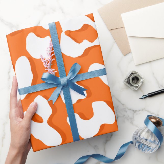 Weißer Leopard Druckorange Geschenkpapier (Schenken)
