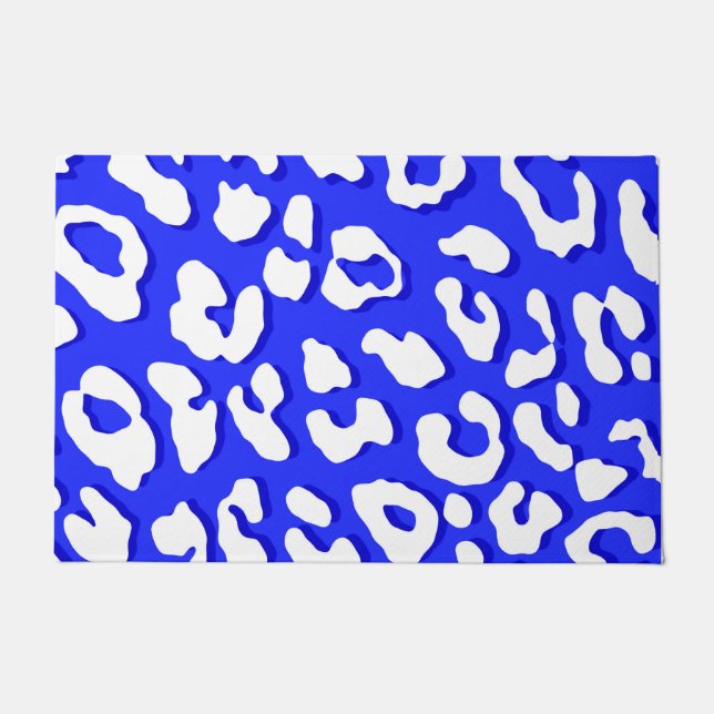Weißer Leopard Print Dark Blue Fußmatte (Vorderseite)