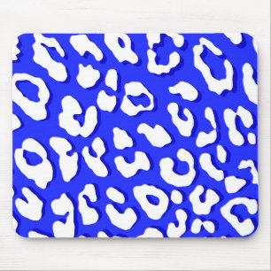 Weißer Leopard Print Dark Blue Mousepad