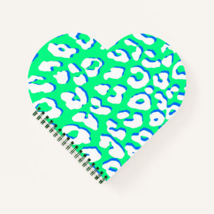 Weißer Leopard Print Green Blue Notizbuch