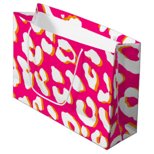 Weißer Leopard Print Pink Orange Große Geschenktüte