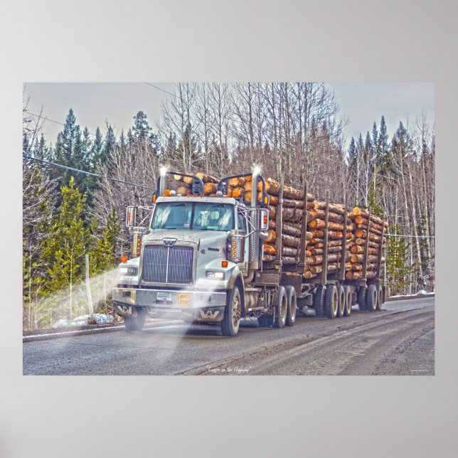 Weißer LKW - LKW und Highway Art Poster (Vorne)