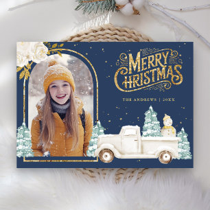 Weißer LKW Schneemann Gold Weihnachten Foto Marine