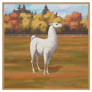 Weißer Llama im Herbst Stoff