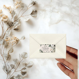 Weißer Magnolien und Schmetterling-Rücksendeadress Adressaufkleber