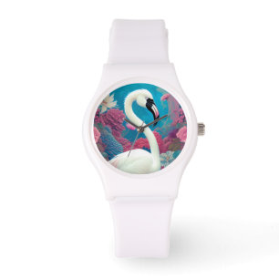 Weißer majestätischer Flamingo Armbanduhr