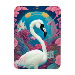 Weißer majestätischer Flamingo Magnet