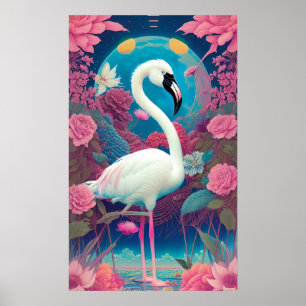 Weißer majestätischer Flamingo Poster