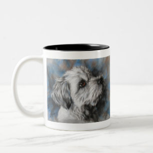 Weißer Malteser/Shih Tzu Flusshund Zweifarbige Tasse