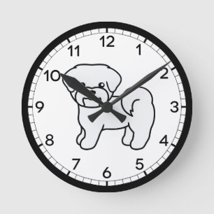 Weißer maltesischer Cartoon Zeichnend Runde Wanduhr