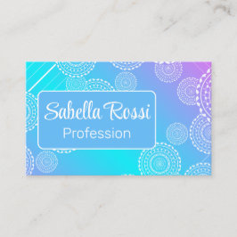 Weißer Mandala auf Aqua Pink Blended Rainbow Blue Visitenkarte