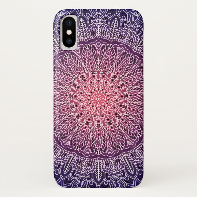 Weißer Mandala auf lila Hintergrund Case-Mate iPhone Hülle (Rückseite)
